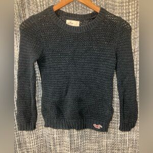 Hollister Womens Black Knit Crewneck Sweater with Logo Patch